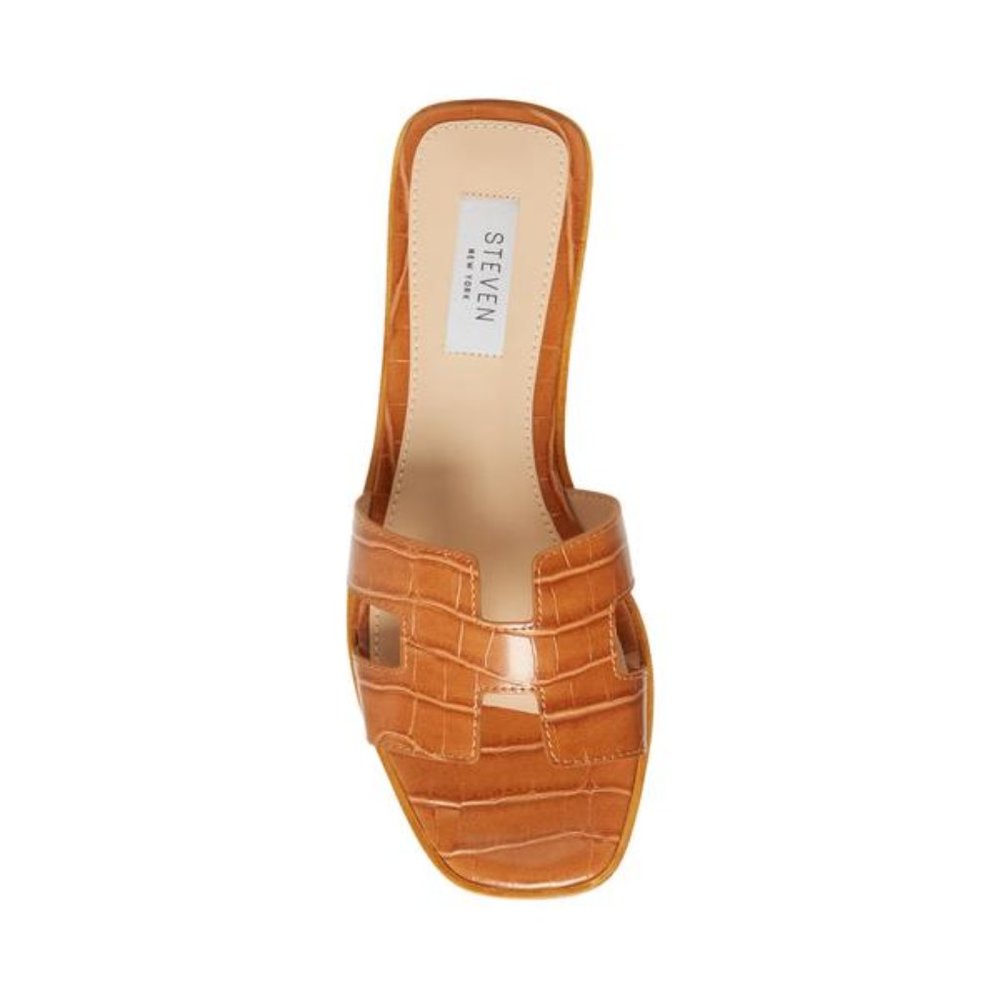 STEVE MADDEN Steven Hadyn Cognac Vegan Leather Slide Sandals